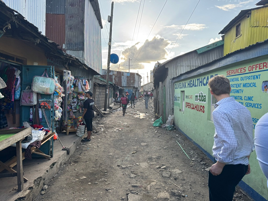 Olivelink Healthcare clinic on a street in the Sinai slums, Nairobi